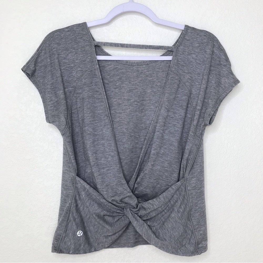 LULULEMON Twist Back Tee Heathered Core Medium Gray - Picture 7 of 10